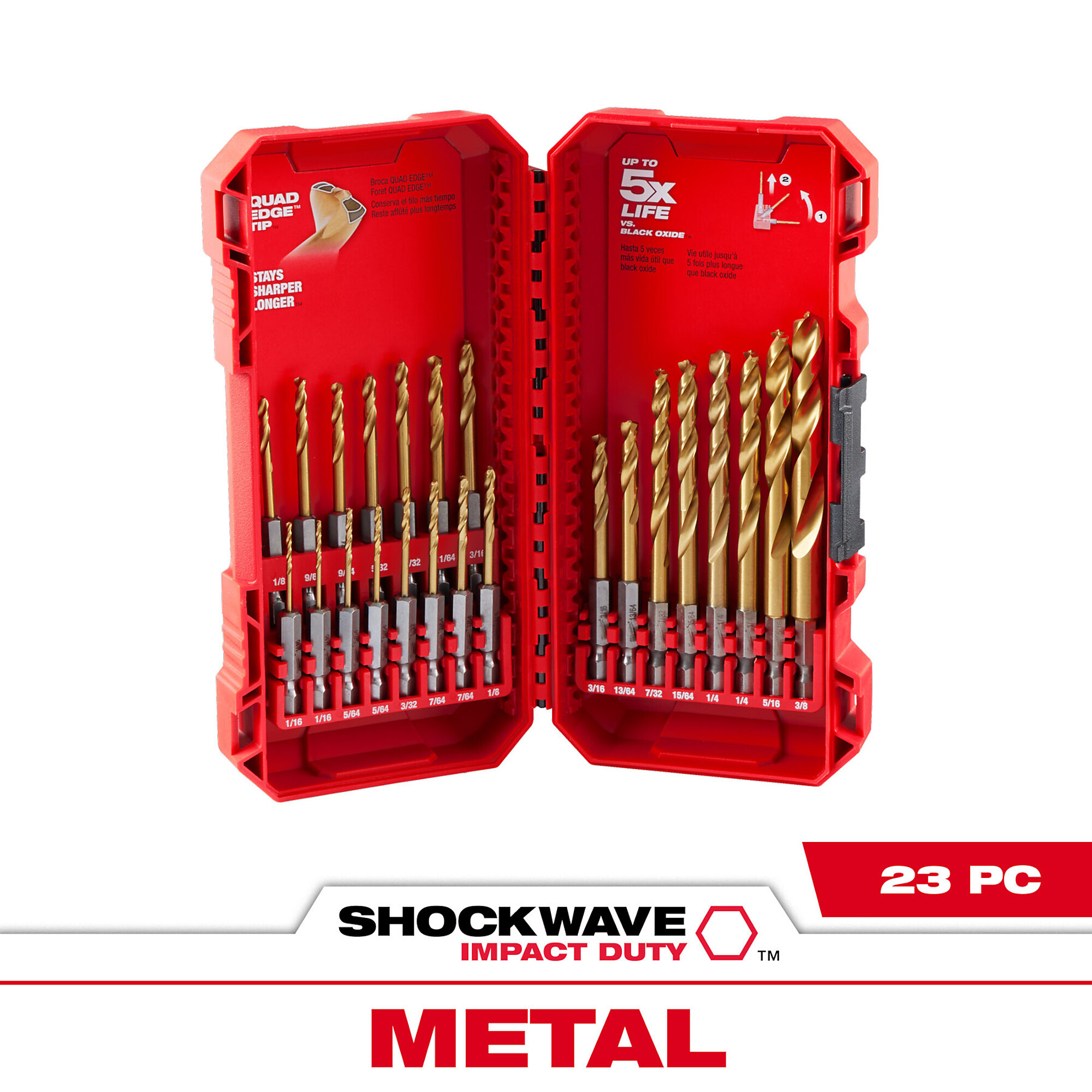 Milwaukee SHOCKWAVE RED HELIX Titanium Drill Bit Set, 23-Pc., Model# 48-89-4631